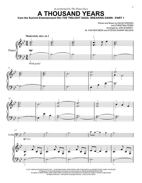 Free Printable A Thousand Years Piano Sheet Music - Printable Templates