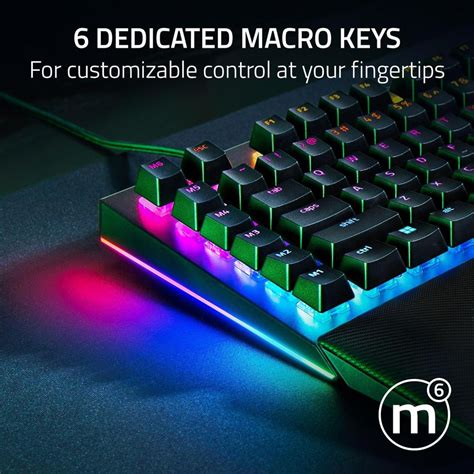 Razer BlackWidow V4 Mechanical 6 Dedicated Macro Keys Magnetic Wrist Rest Doubleshot ABS Keycaps ...