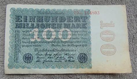 Geldscheine Banknoten Eine Reichsbanknote Ber Millionen Mark