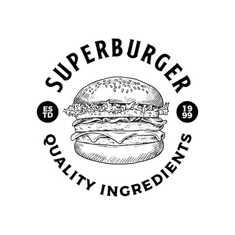 Premium Vector Burger Logo Hand Drawn Illustration Vector