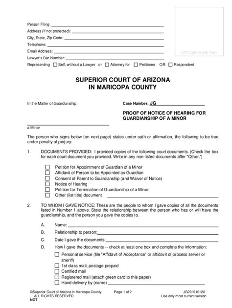 Fillable Online Superiorcourt Maricopa Proof Of Notice Of Hearing For