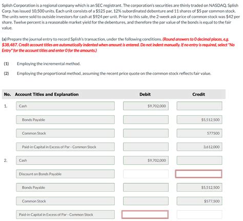 Solved Splish Corporation Is A Regional Company Which Is An Chegg