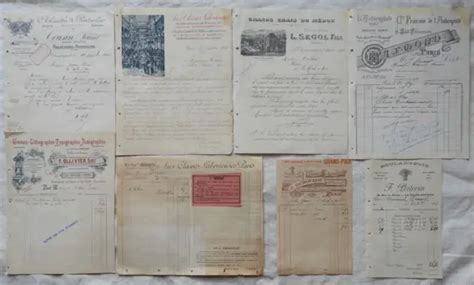 LOT DE 8 documents anciens Factures vieux papiers etc Fin 19è