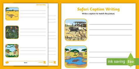 Safari Caption Writing Activity Teacher Made