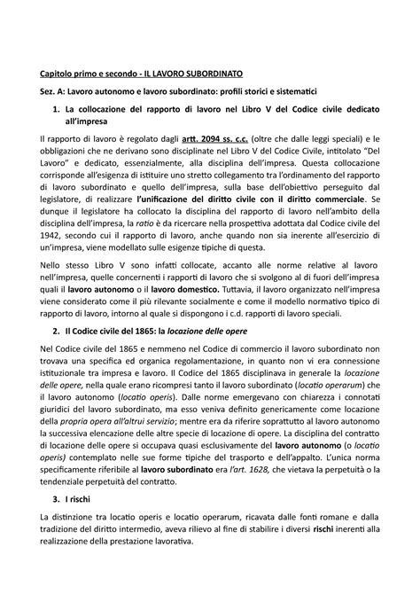 Riassunto Completo Di Diritto Del Lavoro Capitolo Primo E Secondo