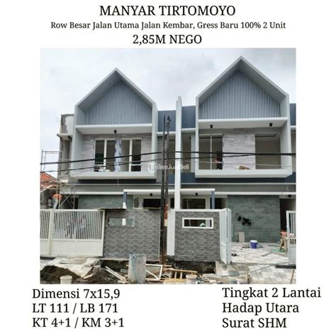 Jual Rumah Baru Gress Lt Lb Kt Km Manyar Tirtomoyo M Nego