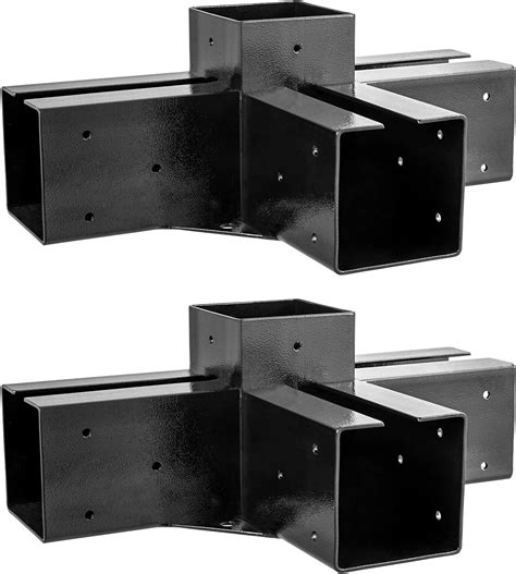 Fmhotu 4x4 Pergola Brackets Kit Glossy Black Steel 4 Way