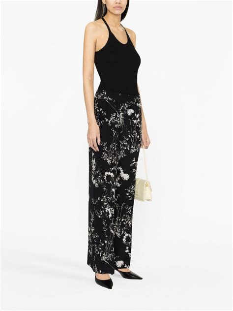 Victoria Beckham Floral Print Silk Trousers Farfetch