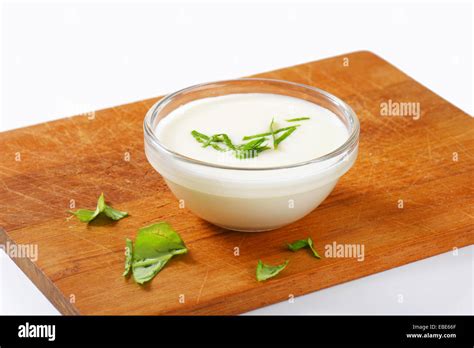 Bowl Of Creamy Salad Dressing With Onion Flavor Stock Photo Alamy