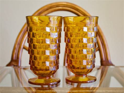 Vintage Amber Colony Whitehall Glassware Pair Etsy