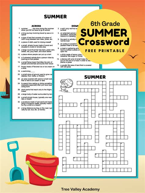 Summer Crossword Puzzles For Kids