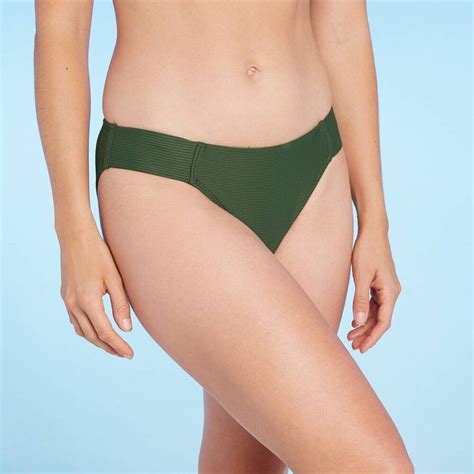 Women S Ribbed Modern Coverage Hipster Bikini Bottom Kona Sol Green