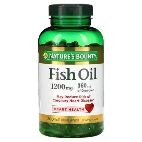 Nature S Bounty Fish Oil 1 200 Mg 200 Rapid Release Softgels