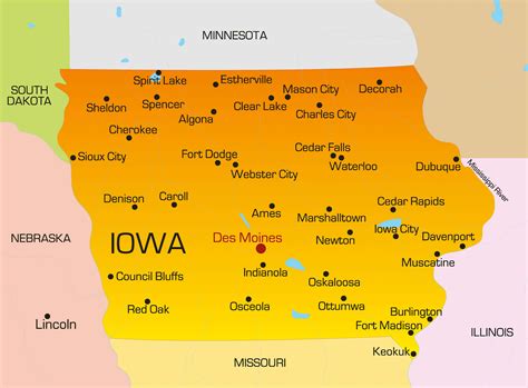 State Map Of Iowa Cities Goldie Georgeanna
