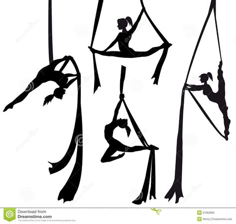 Aerial Silk Dancer In Silhouette High Quality Stock Photo