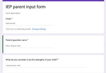 IEP Parent Input Form By SPED With Sydney TPT