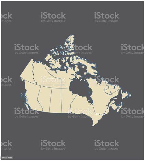 Canada Map Outline Vector In Gray Background Stock Illustration Download Image Now Alberta