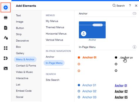 Wix Editor Adding And Setting Up An In Page Menu Help Center Wix