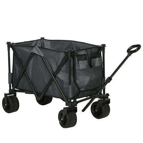 Outsunny Folding Garden Trolley Cargo Traile On Wheels Collapsible