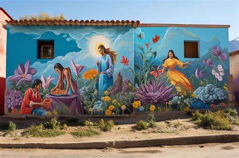 Premium AI Image | Street art murals depicting Posada scenes as a sym ...