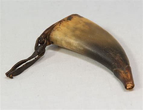 Antique Civil War Powder Horn With Carved Wood Tip Kmt Antique