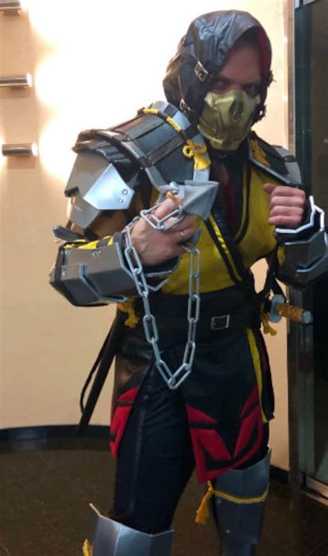 Mk 11 Scorpion Costumemortal Kombat 11 Scorpion Cosplay Etsy