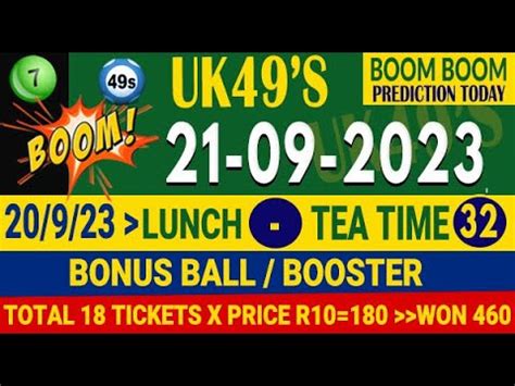 21 9 2023 UK 49s Prediction For Today UK 49 Lunchtime And Teatime Bonus