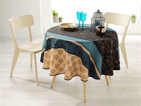 Nappe Ronde Anti T Che Noir Et Bleu Mycazza