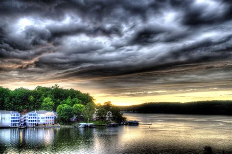 Hdr Surreal Sunset Lake Of The Ozarks Metal Lake Decor Stormy