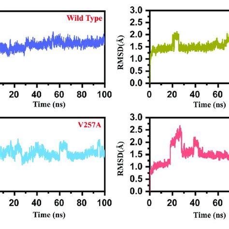 RMSD Graph Of The WT And Mutants I28T V257A And I264S The X Axis