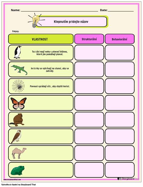 Adaptační Pracovní List Storyboard by cs examples