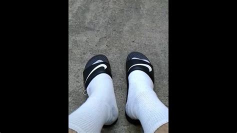 Outside Sock Strip With My Smelly Hanes Crew Socks And Nike Slides