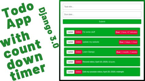 Complete How To Build A Todo App In Django Todo App With Count Down