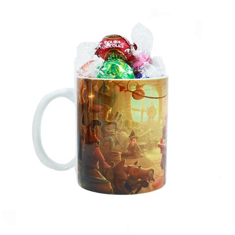 Чаша с картинка Работилницата на Дядо Коледа и Бонбони Lindor