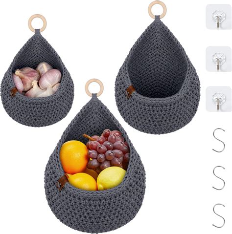 Amazon Hanging Fruit Baskets For Kitchen Boho Jute Teardrop