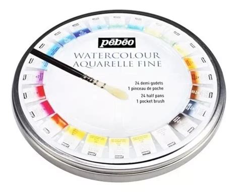 Aquarela Pastilha Profissional Pebeo Cj 24 Cores Bloco Can