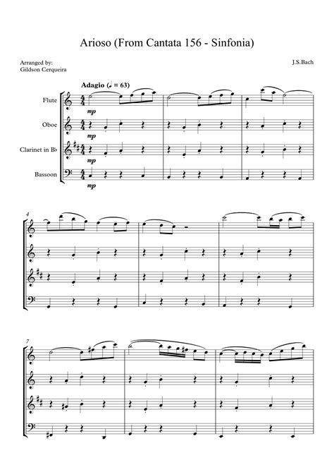 Arioso From Cantata 156 Sinfonia Arr Gildson Cerqueira Sheet