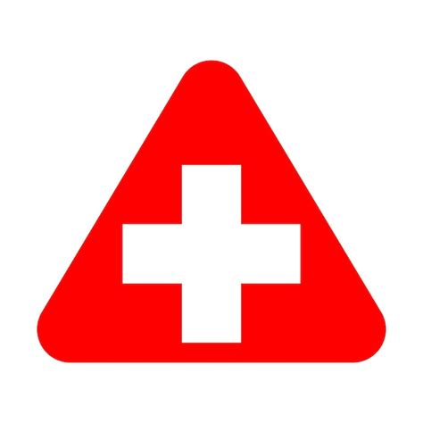 Rotes Kreuz Erste Hilfe Dreieckiges Flaches Farbzeichen Medizin Symbol