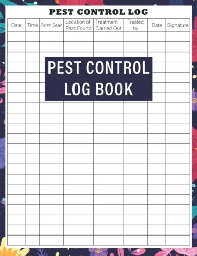 Pest Control Log Book Chemical Pest And Insect Control Application Notebook Pesticide Applicator