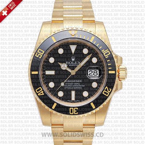 Rolex Submariner Yellow Gold Diamonds Black Dial Date Watch