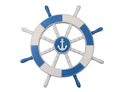 Buy Light Blue And White Decorative Ship Wheel With Anchor Inch