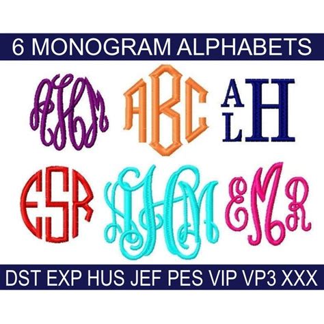 Embroidery Monogram Designs Bundle 6 Alphabets MACHINE - Etsy