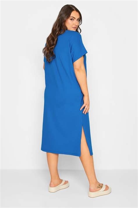 Yours Plus Size Cobalt Blue Side Split Midaxi T Shirt Dress Yours