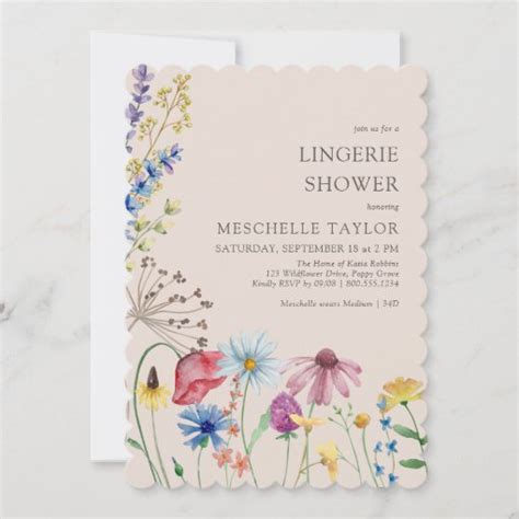 Wildflower Lingerie Shower Rustic Botanical Invitation Zazzle