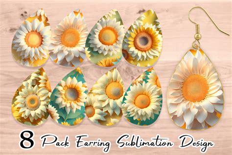 D Sunflowers Daisies Earring Teardrop Graphic By Artnoy Creative Fabrica