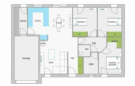 Plan De Maison Plain Pied Chambres Avec Garage Maison Plain Pied