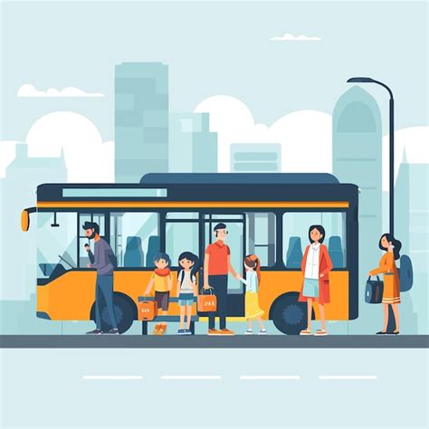 Premium Vector Peoplestandingatbusstopincity