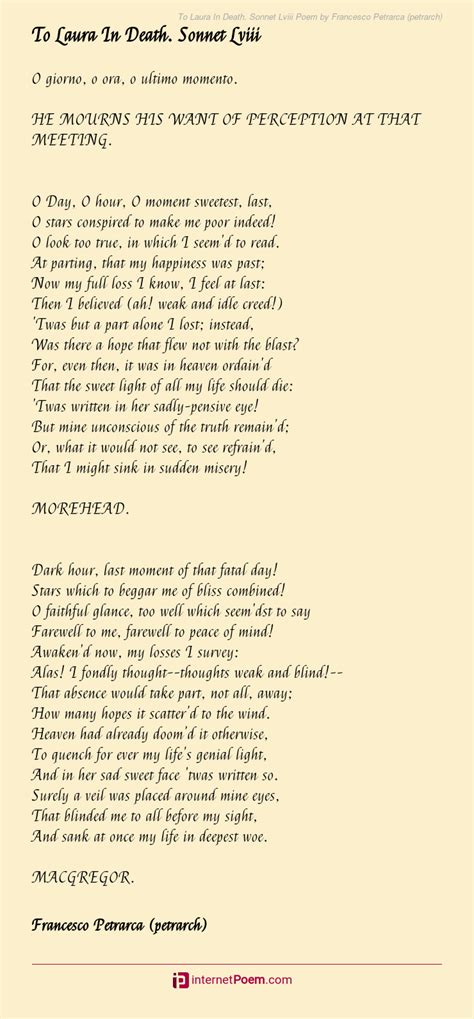 To Laura In Death Sonnet Lviii Poem By Francesco Petrarca Petrarch