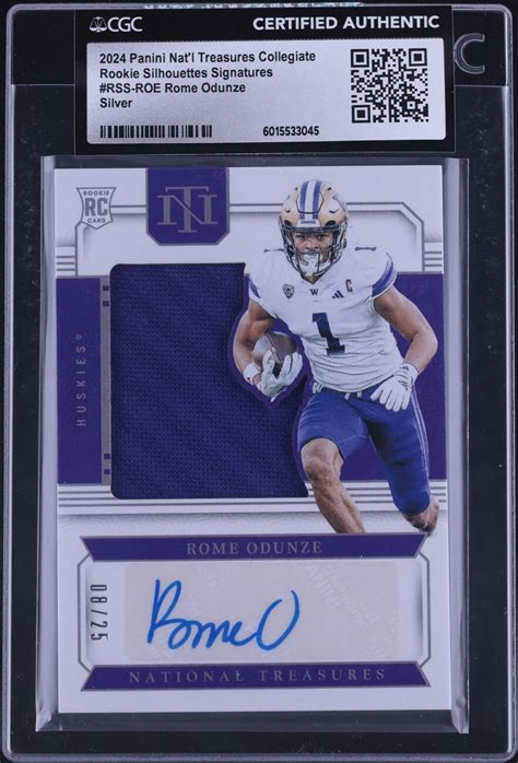 2024 National Treasures Collegiate Silver Rome Odunze RC PATCH AUTO 25