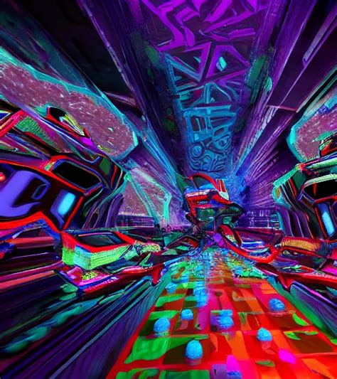 Psychedelic Tron Lsd Crowded Motorcycle Race To The Stable Diffusion